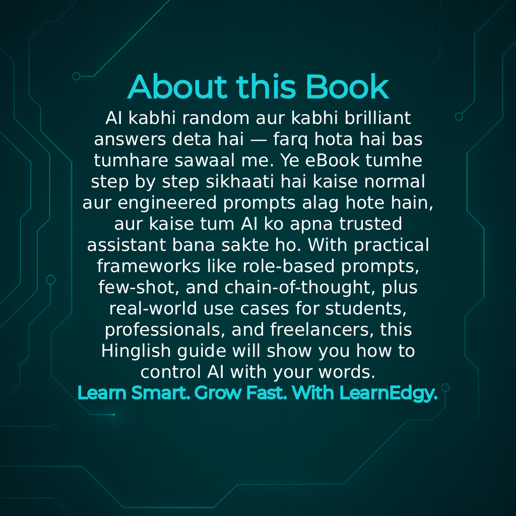 Text about a book on controlling AI with prompts on a dark background