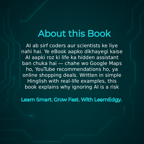 Text about a book for coders and scientists on a dark background with circuit design elements.
