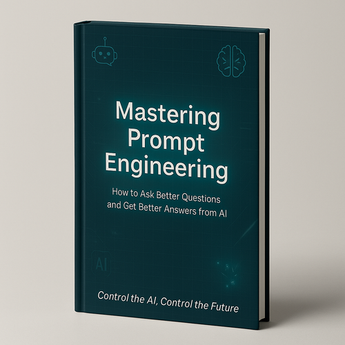 Book titled 'Mastering Prompt Engineering' on a light gray background